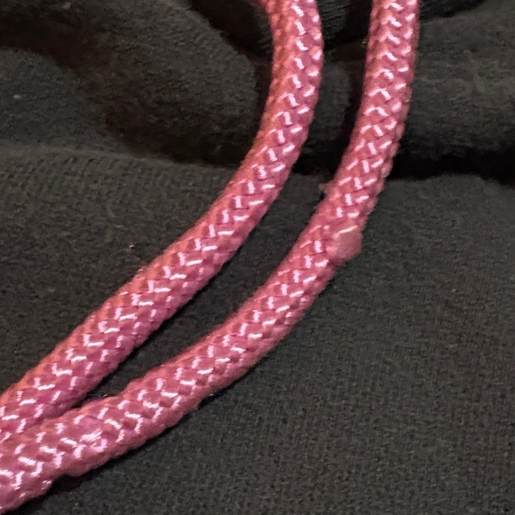 Charcoal Gray Cropped Hoodie with Pink Drawstrings - Picture 3 of 4